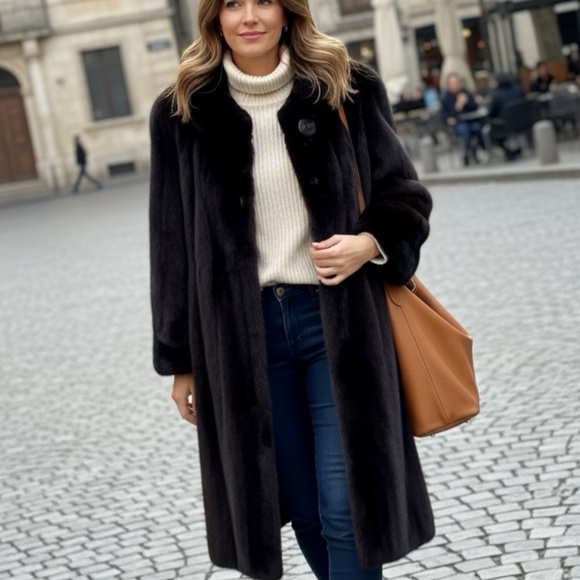 💎 Luxurious Vintage Mink Fur Coat - Leclair & Faucher, Montreal SZ L/XL - Picture 2 of 15